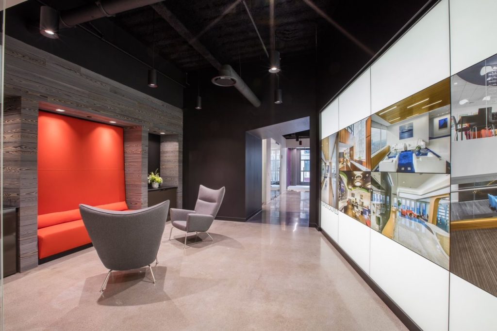 Clear grind and seal urethane flooring at Zoom Information Inc. provides a polished, durable finish for a high-traffic space.