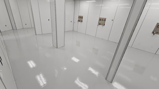 Black Bear Seamless Flooring made from 100% Solids Epoxy & Polyaspartic at a life science facility.